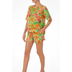 SANCTUARY Women's 2-Pc. Floral  Boxer Pajamas Set with pockets medium Comfy Cozy